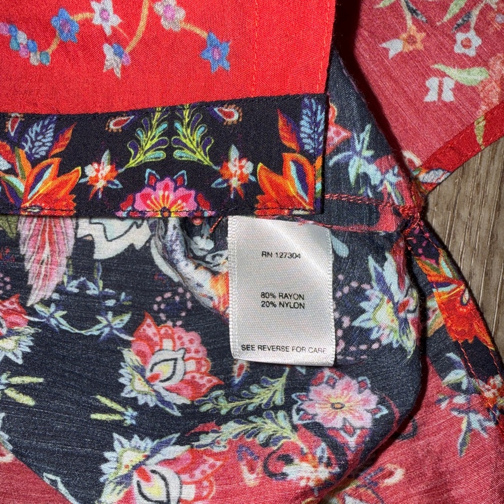 John Mark Button Down Top Electic Red Mixed-Print… - image 6